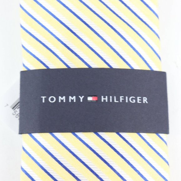 Tommy Hilfiger, Yellow and Blue Striped Men's Neck Tie - Picture 2 of 5